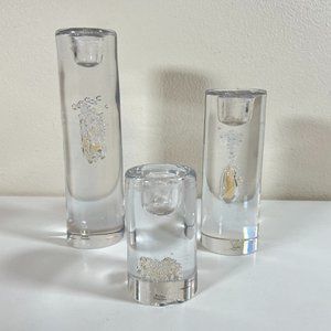 Kosta Sweden Candle Holders by Goran Warff With Bubbles Inside Modern